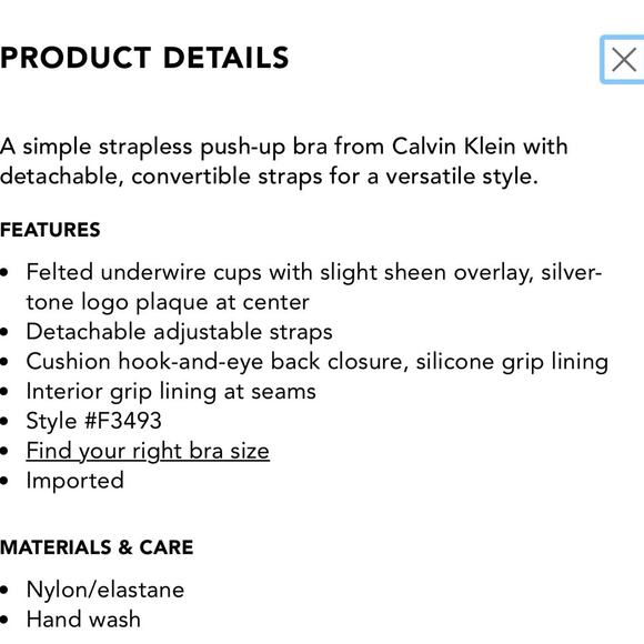 Calvin Klein Naked Glamour Strapless Push-Up Bra, 30D - Picture 5 of 5